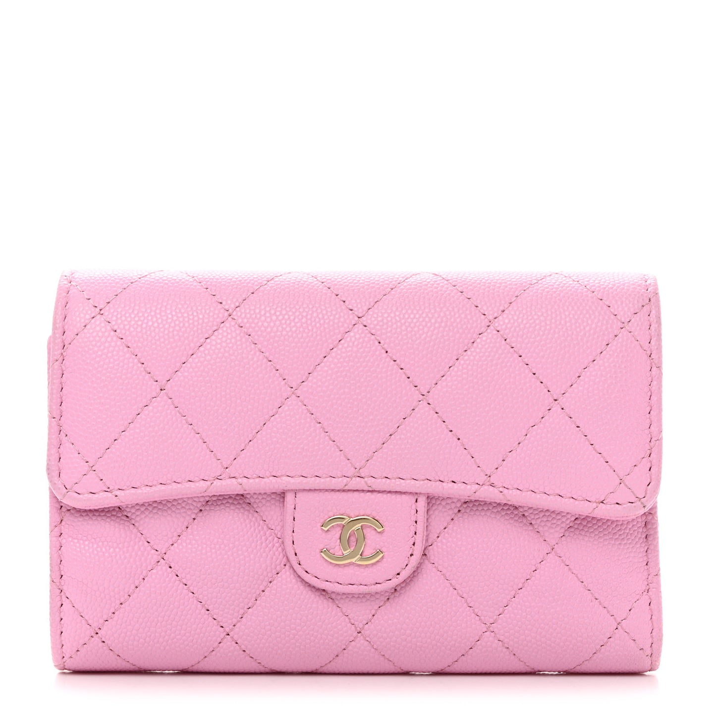 Caviar Quilted Medium Flap Wallet Pink