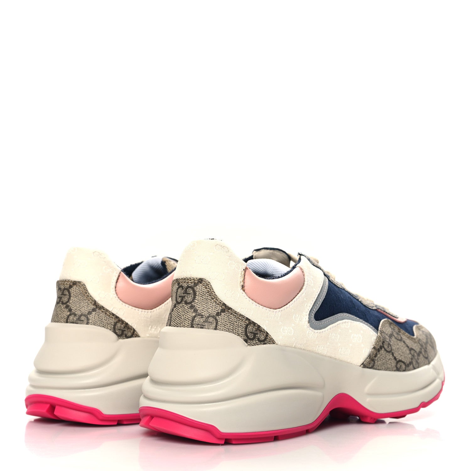 Gucci GG Supreme Monogram Mix Monogram Womens Rhyton Sneakers 37.5 London Blue Beige Pale Pink 5 of 10