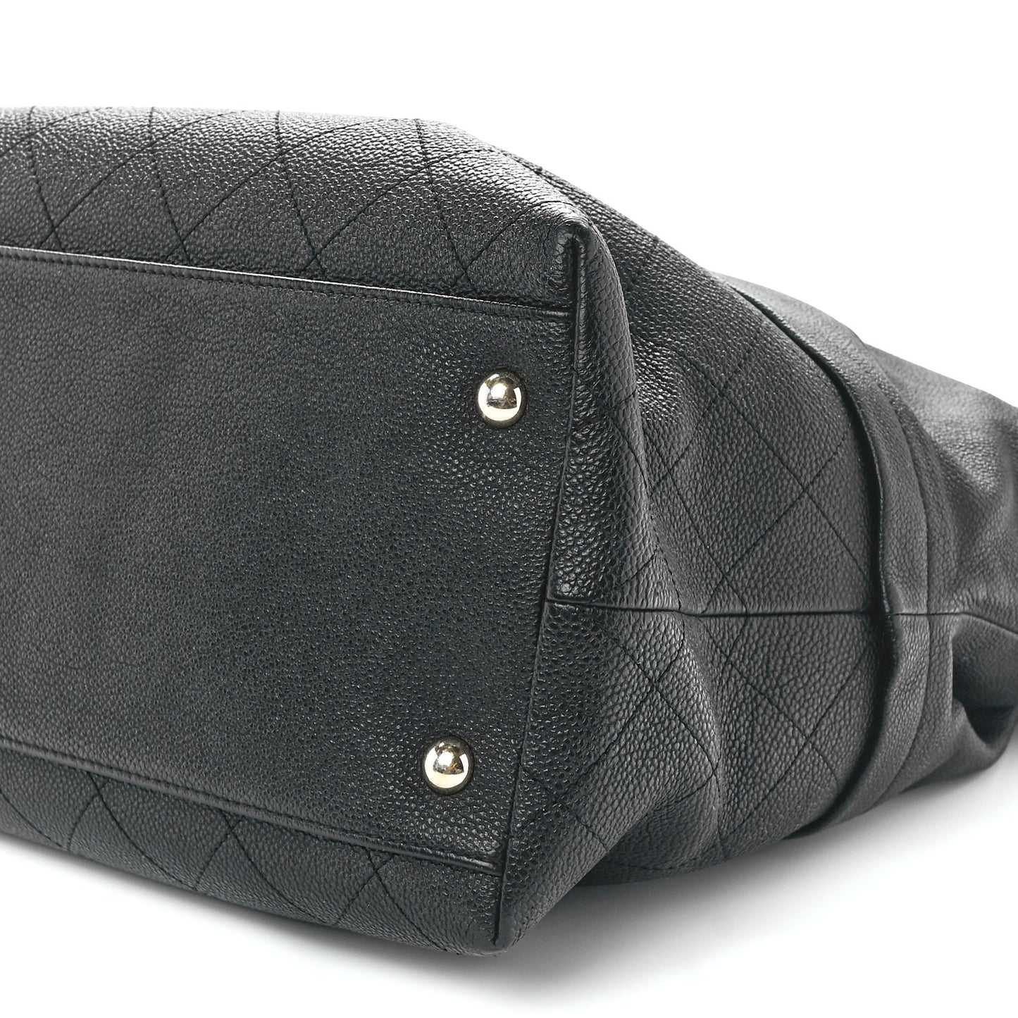 Crumpled Grained Calfskin Zip and Carry Shopping Tote Black