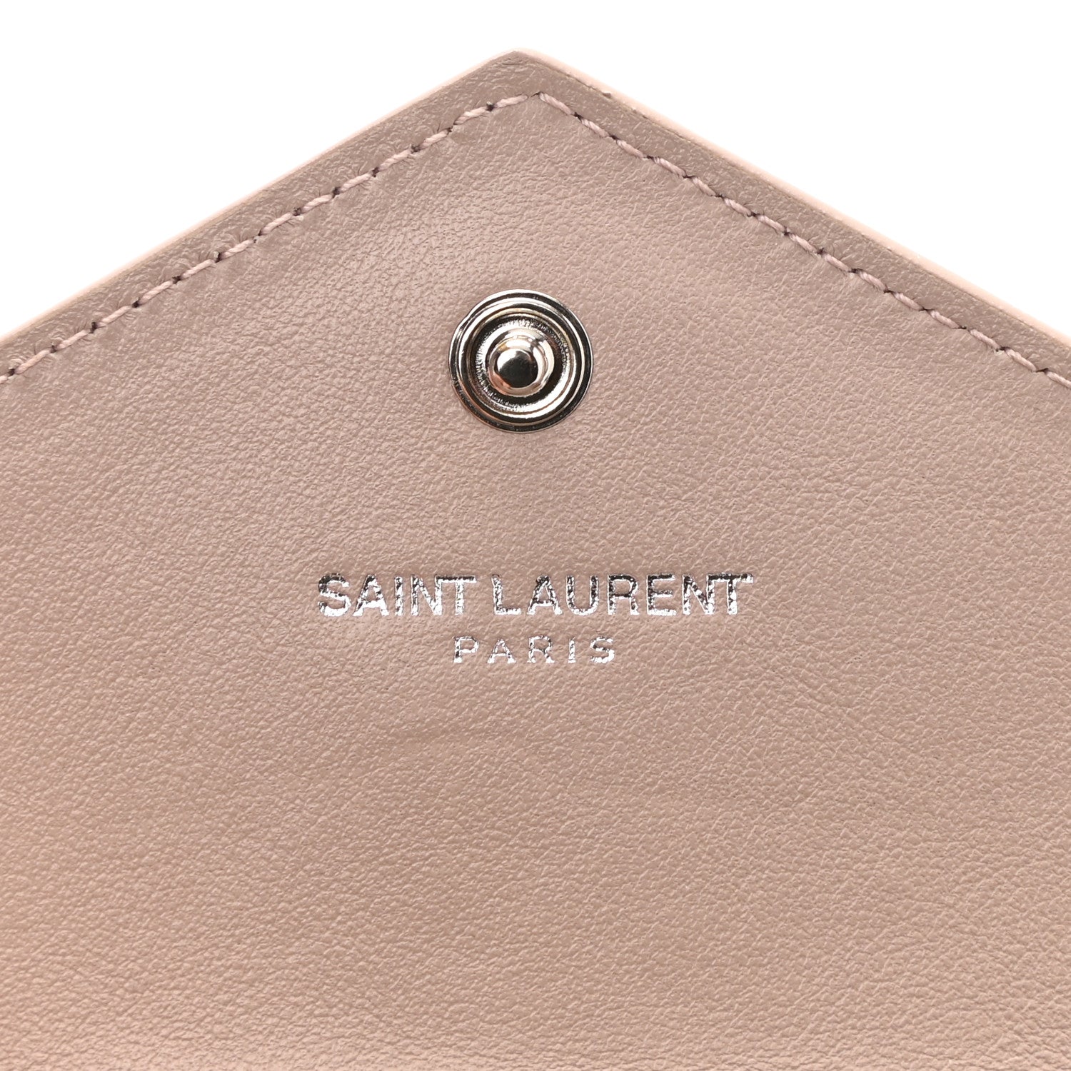Saint Laurent Calfskin Crocodile Embossed Small Monogram Envelope Wallet Rose Antic 6 of 8