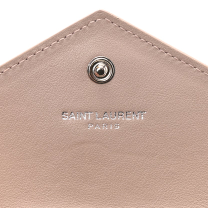 Saint Laurent Calfskin Crocodile Embossed Small Monogram Envelope Wallet Rose Antic 6 of 8