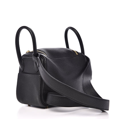 Hermes Taurillon Clemence Mini Lindy 20 Black 2 of 7
