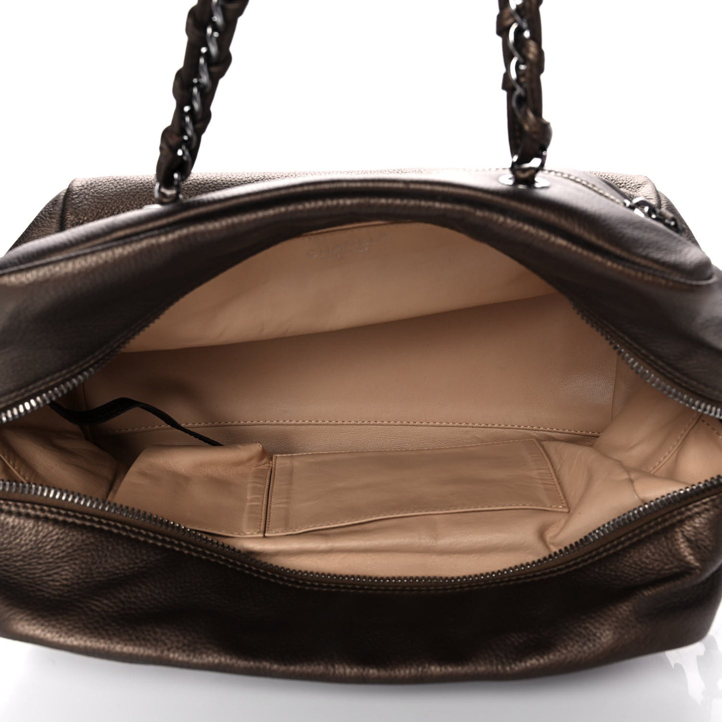 Metallic Deerskin Large Luxe Ligne Bowler Bronze