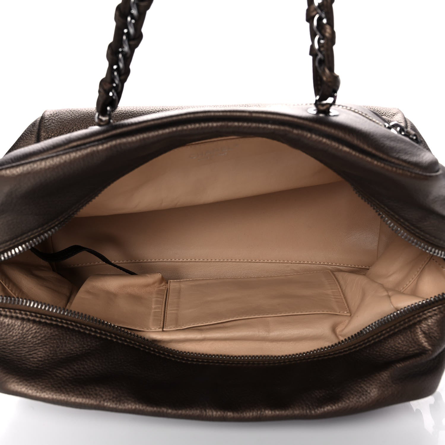 Chanel Metallic Deerskin Large Luxe Ligne Bowler Bronze 5 of 12