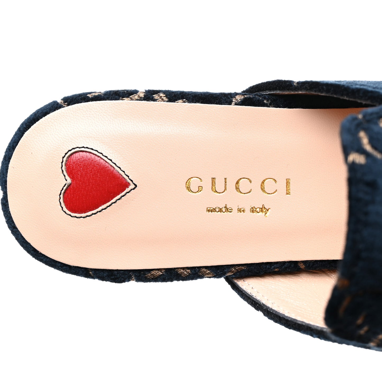 Velvet GG Monogram Womens Princetown Slippers 35.5 Blue Beige