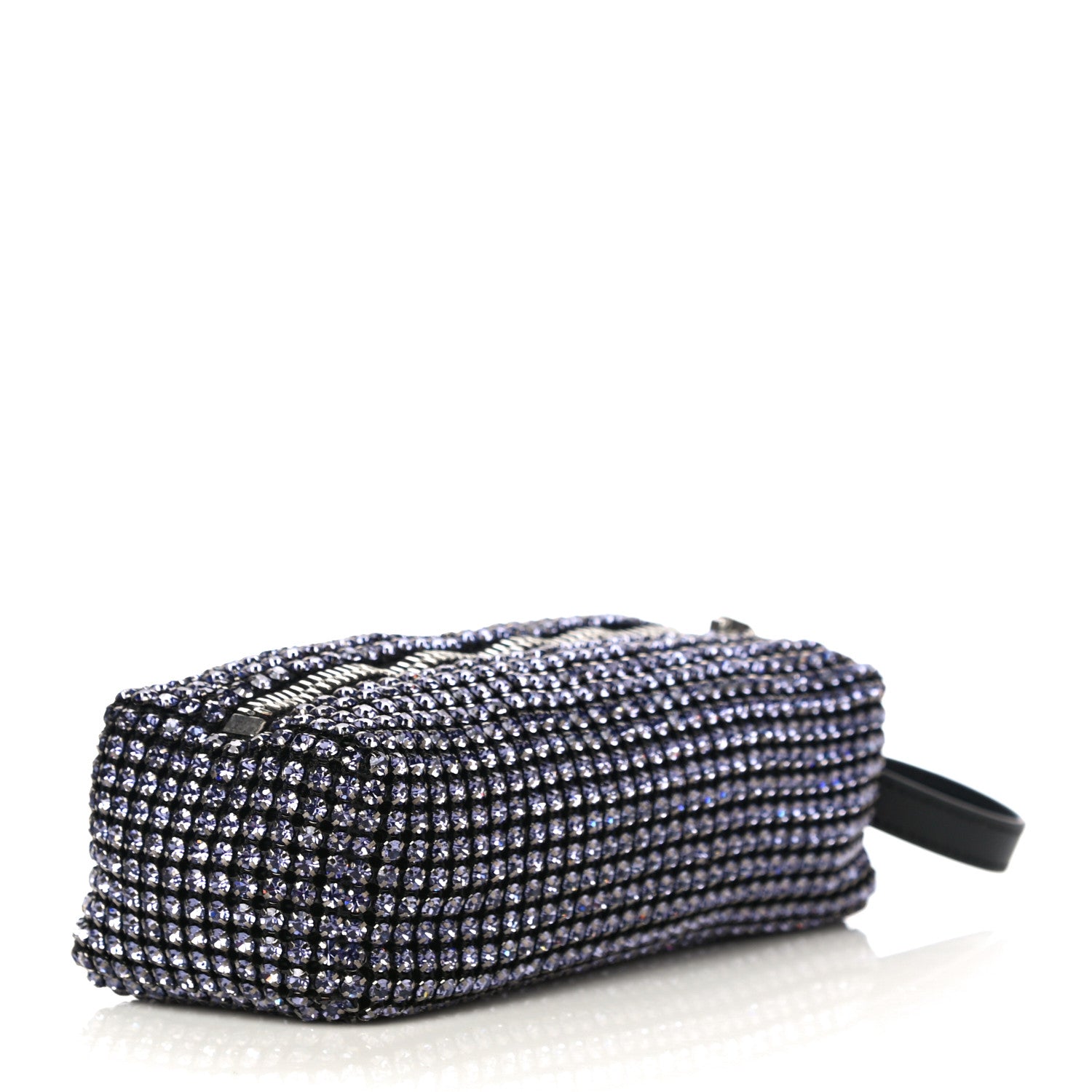 Alexander Wang Mesh Crystal Rhinestone Pencil Pochette Black Purple 3 of 11