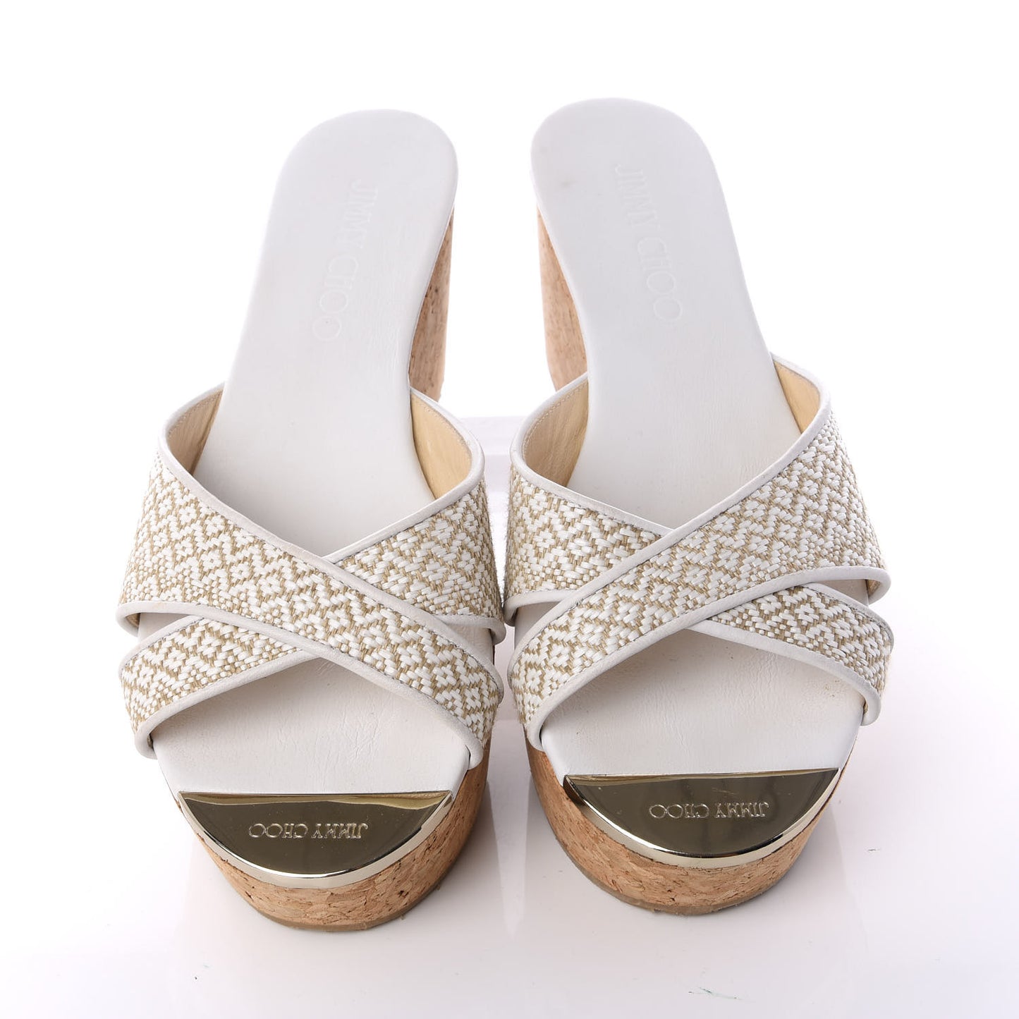 Woven Fabric Cork Prima Wedge Sandals 37 White Marble