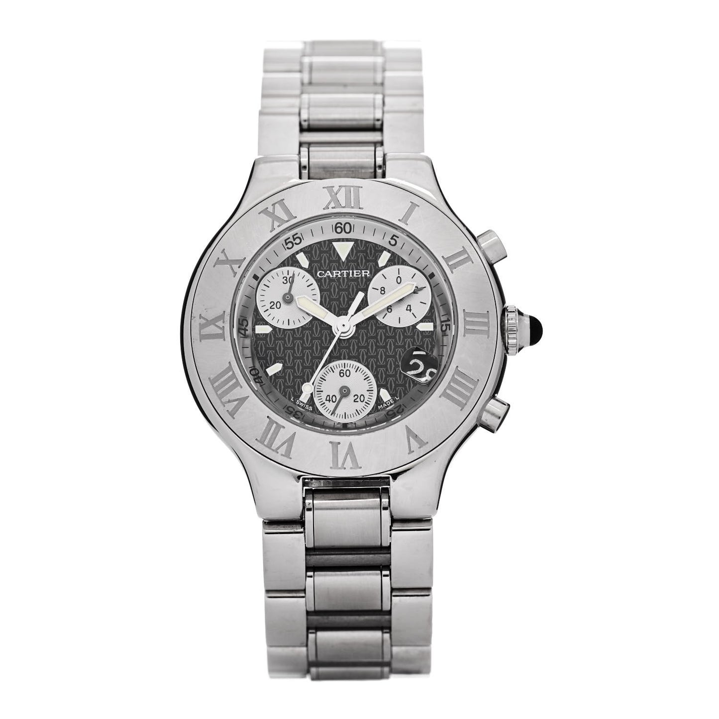 Stainless Steel 38mm Must de 21 Chronoscaph Quartz Watch Black