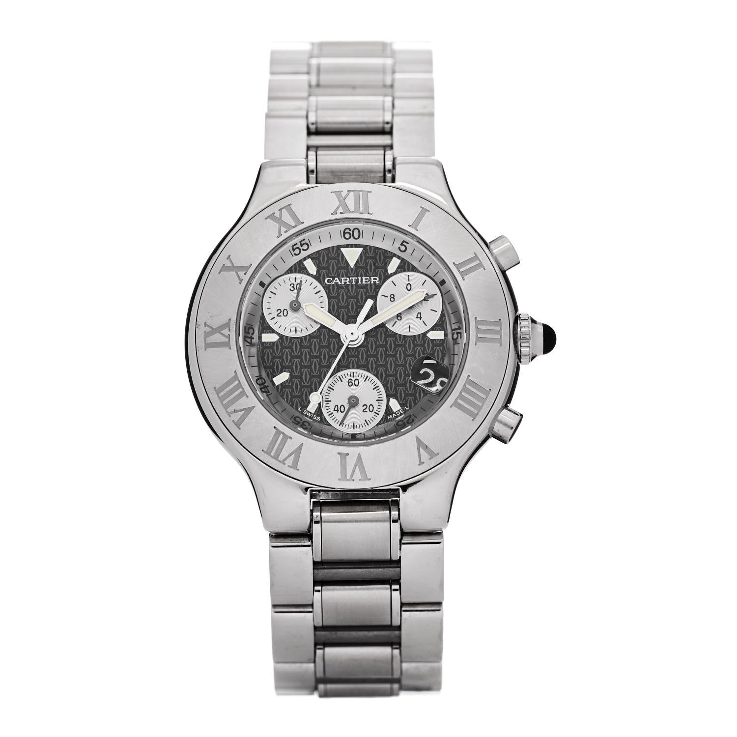 Cartier Stainless Steel 38mm Must de 21 Chronoscaph Quartz Watch Black 1 of 4