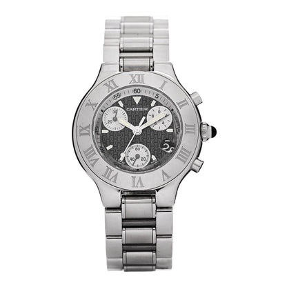 Cartier Stainless Steel 38mm Must de 21 Chronoscaph Quartz Watch Black 1 of 4