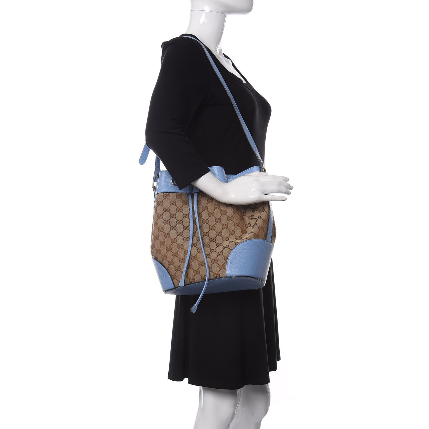 GG Monogram Calfskin Bucket Bag Blue