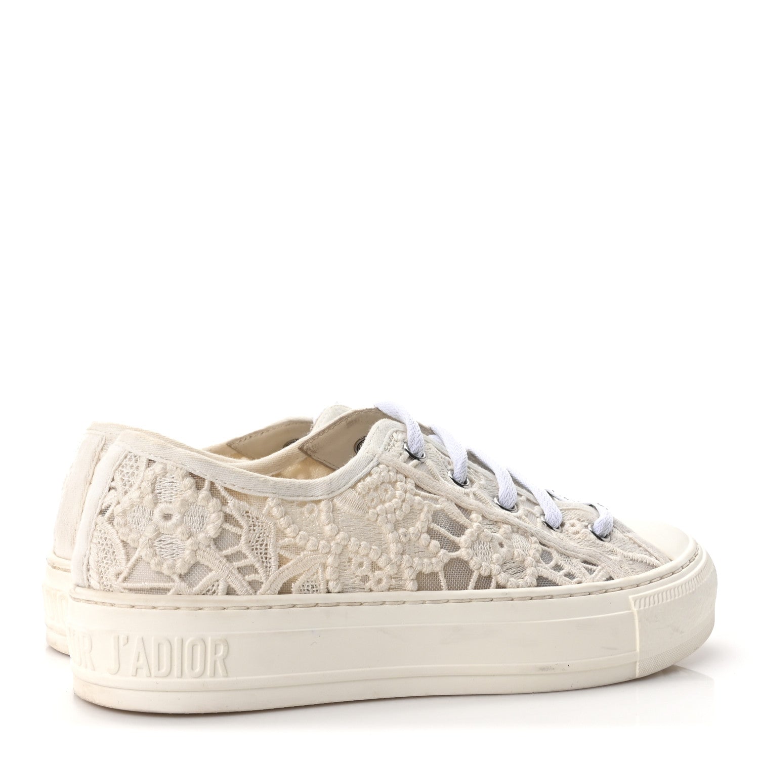 Christian Dior Transparent Embroidered Mesh Macrame Walk'N'Dior Low Top Sneakers 36.5 White 5 of 9