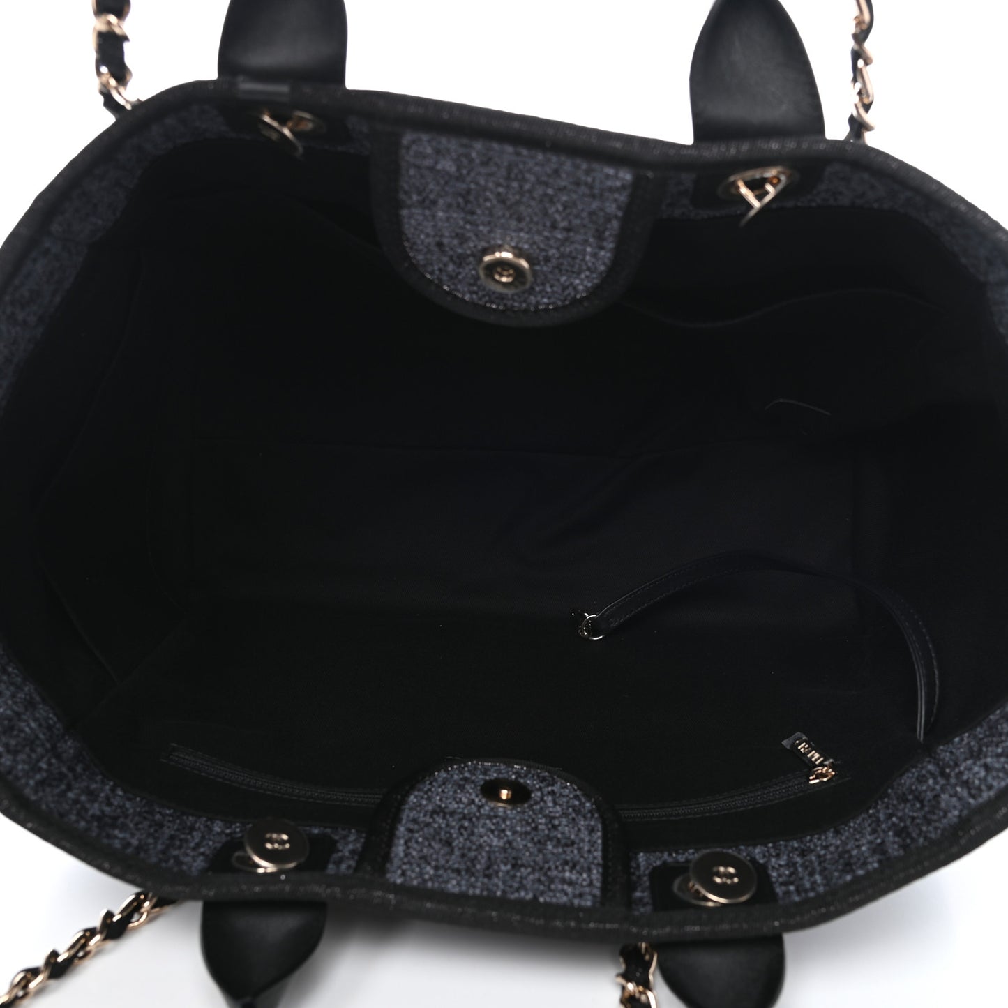 Lurex Boucle Medium Deauville Tote Black