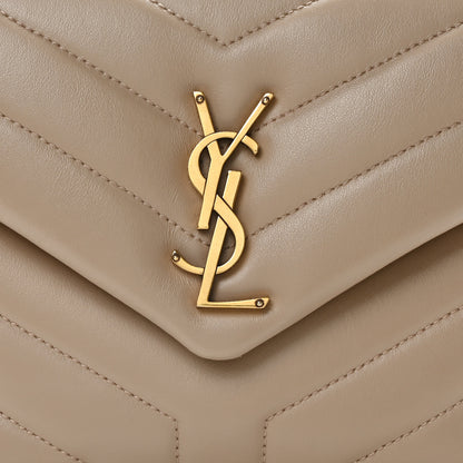 Saint Laurent Calfskin Y Quilted Monogram Small Loulou Chain Satchel Dark Beige 9 of 11