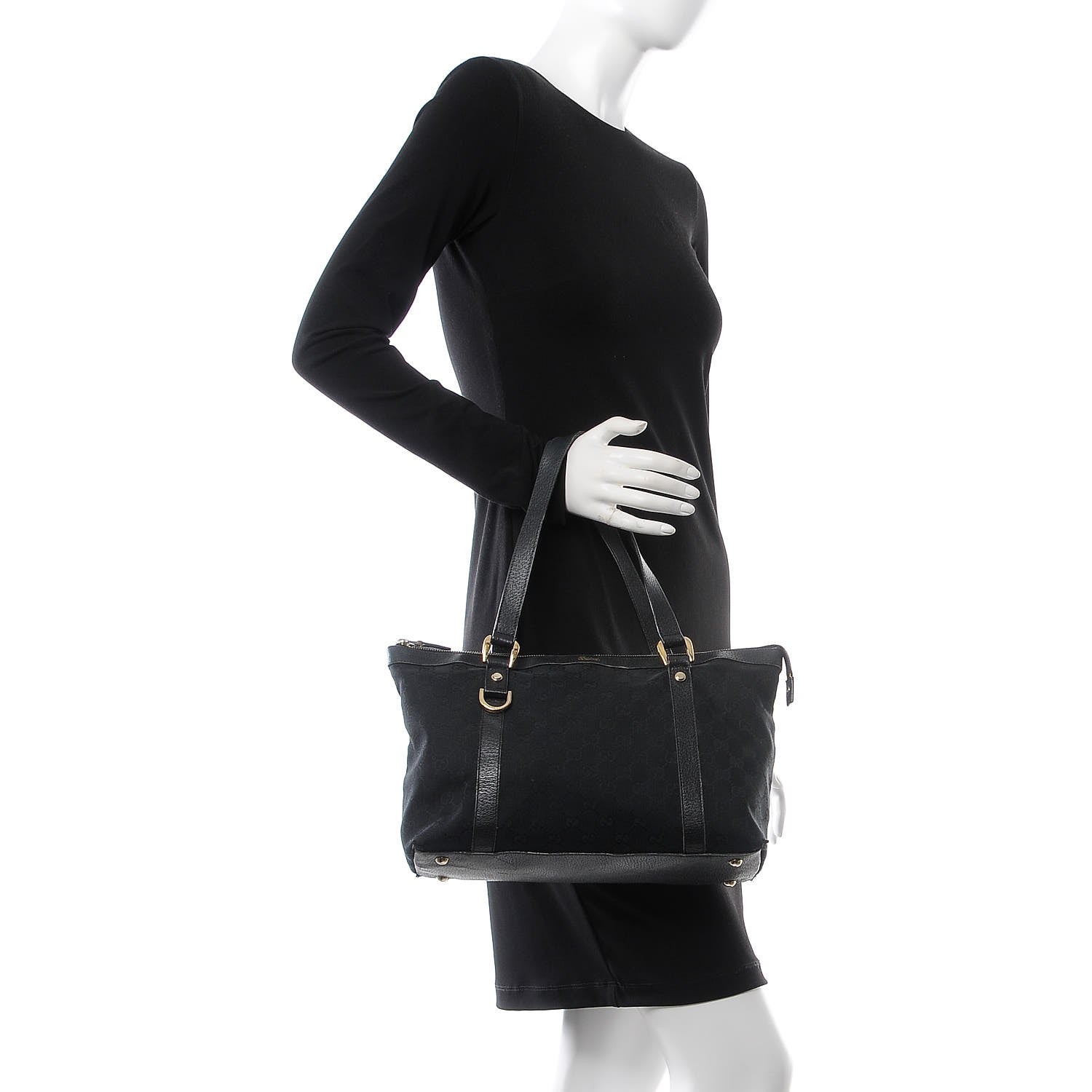 Gucci Monogram Medium Abbey Tote Black 2 of 19