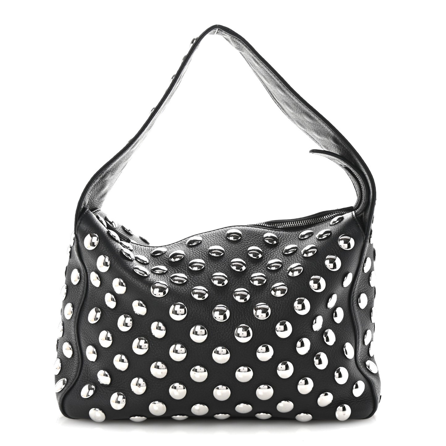 Pebbled Sport Calfskin Studded Elena Black