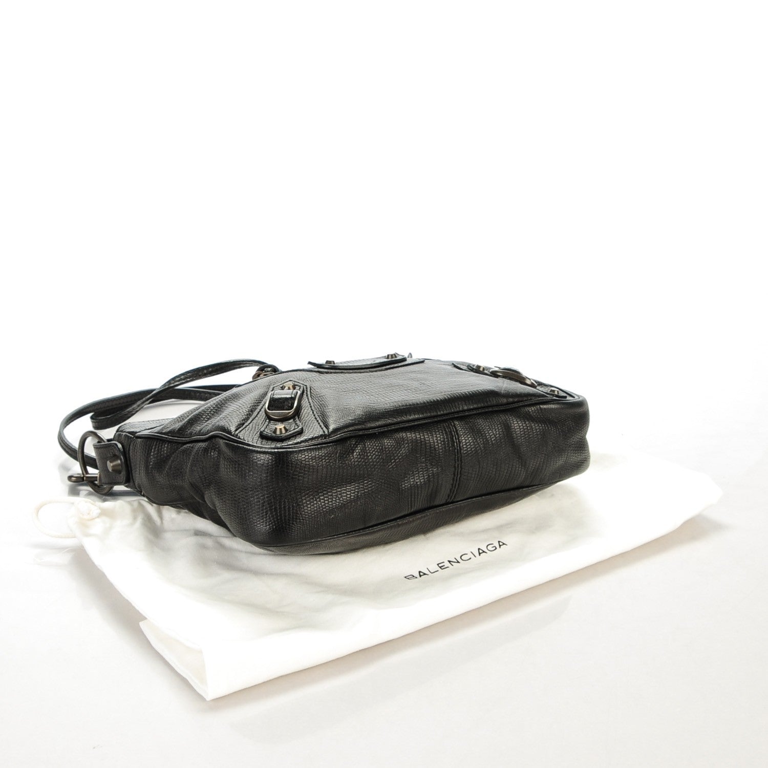 Balenciaga Agneau Classic Hardware Lizard Embossed Hip Black 4 of 7