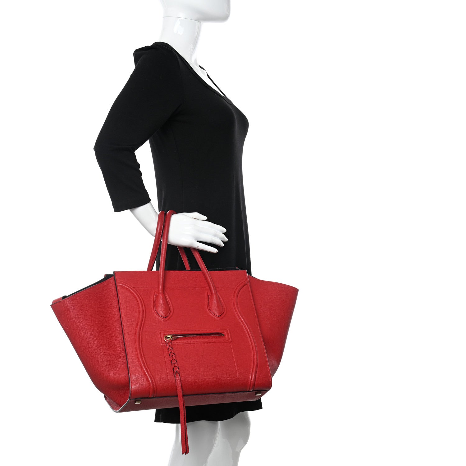 Celine Baby Grained Calfskin Medium Phantom Luggage Carmin 2 of 11