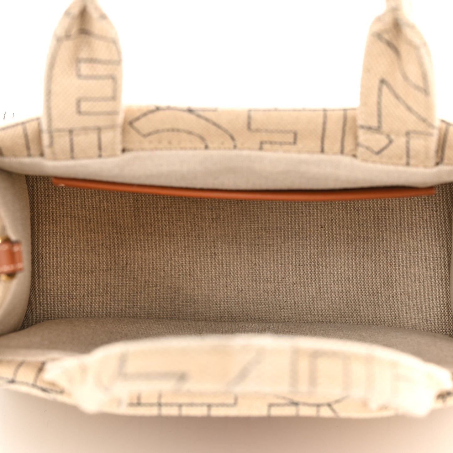 Canvas Calfskin All Over Print Small Cabas Thais Natural Tan