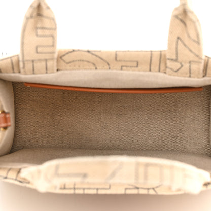 Celine Canvas Calfskin All Over Print Small Cabas Thais Natural Tan 5 of 10