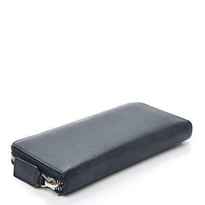 Saint Laurent Grained Calfskin Rive Gauche Zip Around Wallet Deep Marine 3 of 9