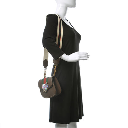 Gucci Textured Calfskin Web Crystal Heart Stripe Small Totem Shoulder Bag New Acero 2 of 13