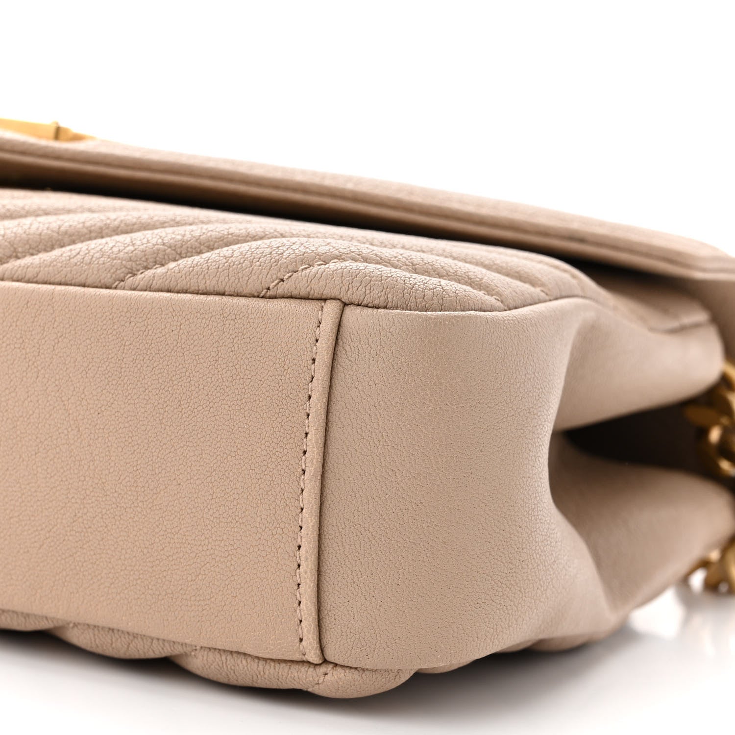 Saint Laurent Sheepskin Matelasse Chevron Monogram Medium College Bag Dark Beige 10 of 11