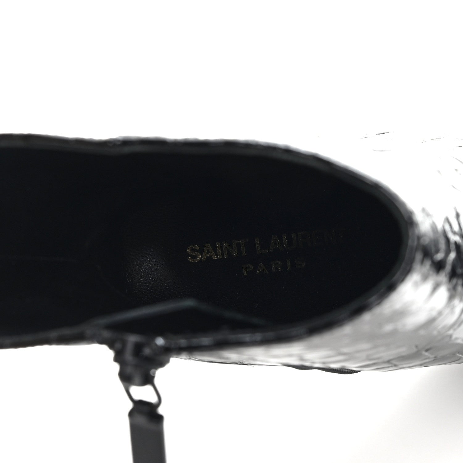 Saint Laurent Alligator Embossed Patent Calfskin Opyum 110 Ankle Boots 40 Black 8 of 10