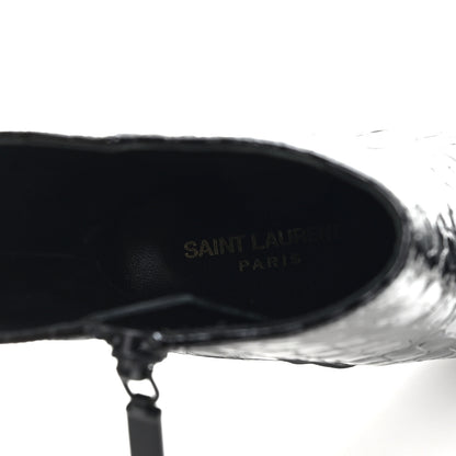 Saint Laurent Alligator Embossed Patent Calfskin Opyum 110 Ankle Boots 40 Black 8 of 10