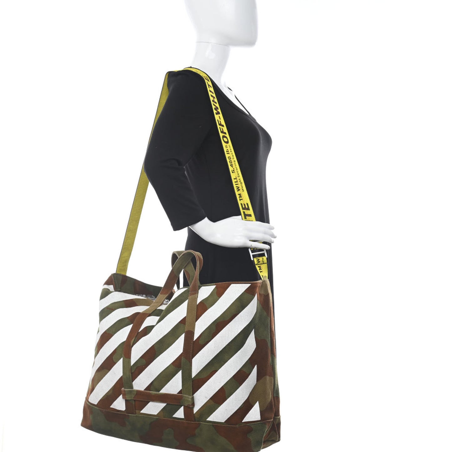 Polyester Striped Diag Camouflage Tote Multicolor