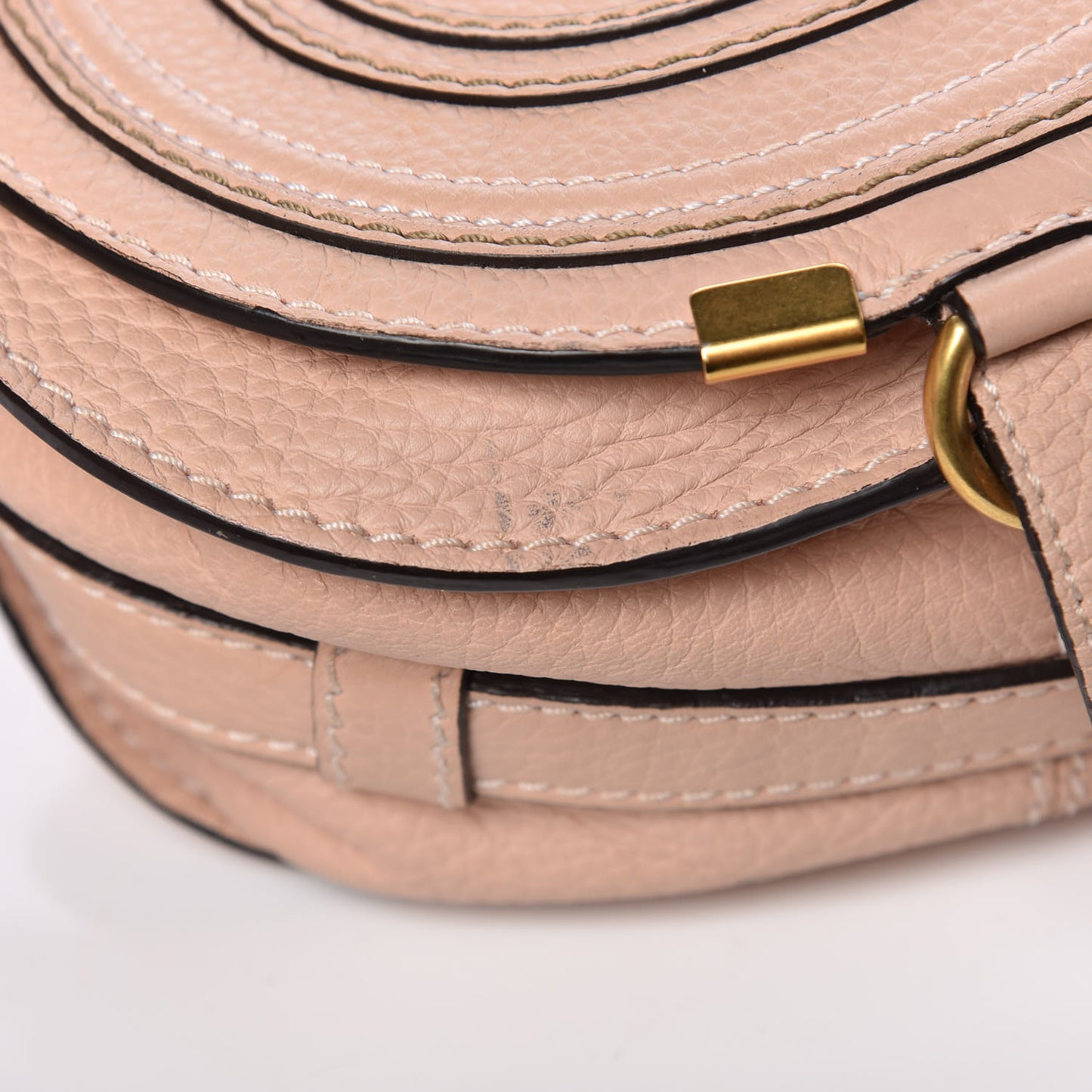 Calfskin Mini Marcie Round Crossbody Bag Blush Nude