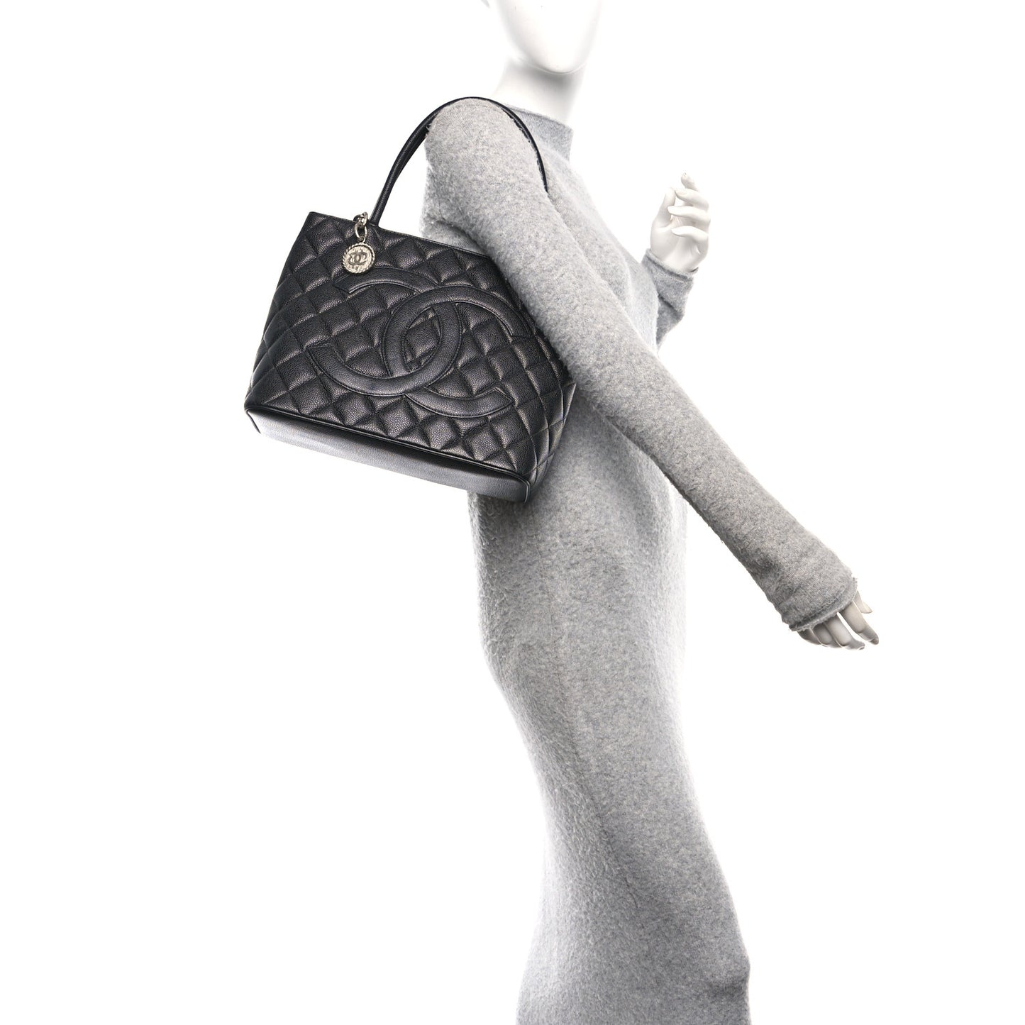 Caviar Quilted Medallion Tote Black