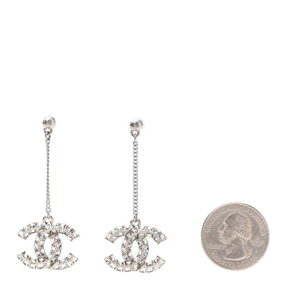 Chanel Baguette Crystal CC Drop Earrings Silver 2 of 4