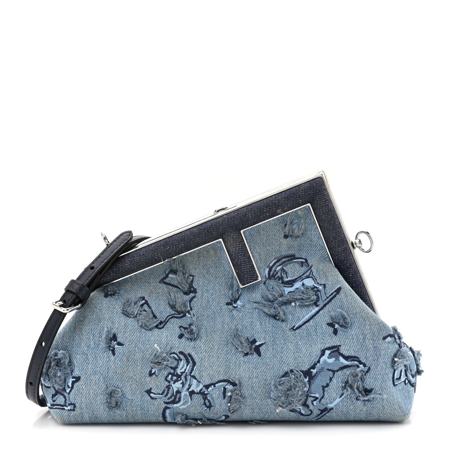Fendi Denim Embroidered Astrology Small Fendi First Chiaro 1 of 10