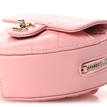 Chanel Lambskin Quilted CC In Love Heart Waist Belt Bag With Chain Light Pink 9 of 12