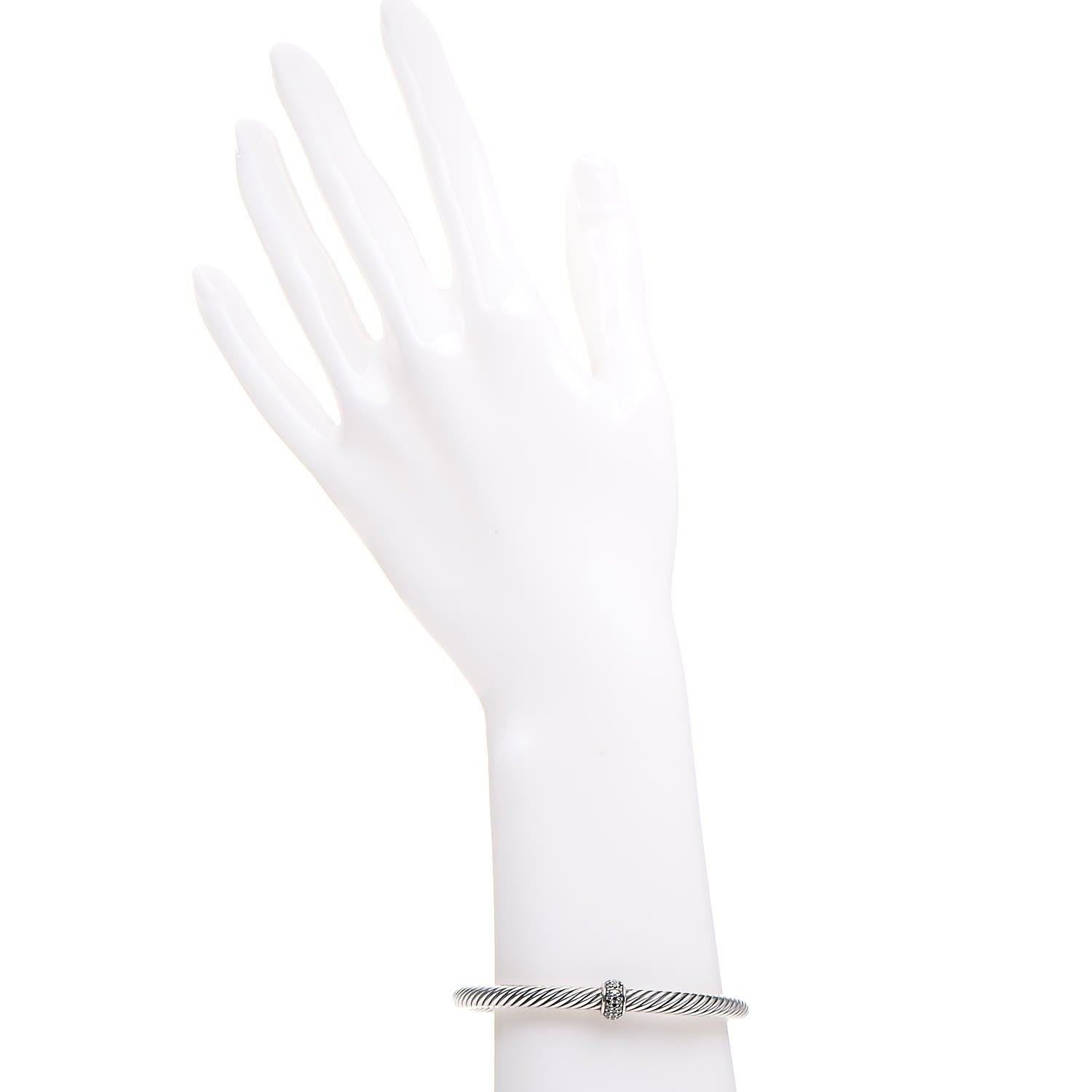 David Yurman Sterling Silver Black Diamond 5mm Cable Classics Single Station Bracelet 2 of 6