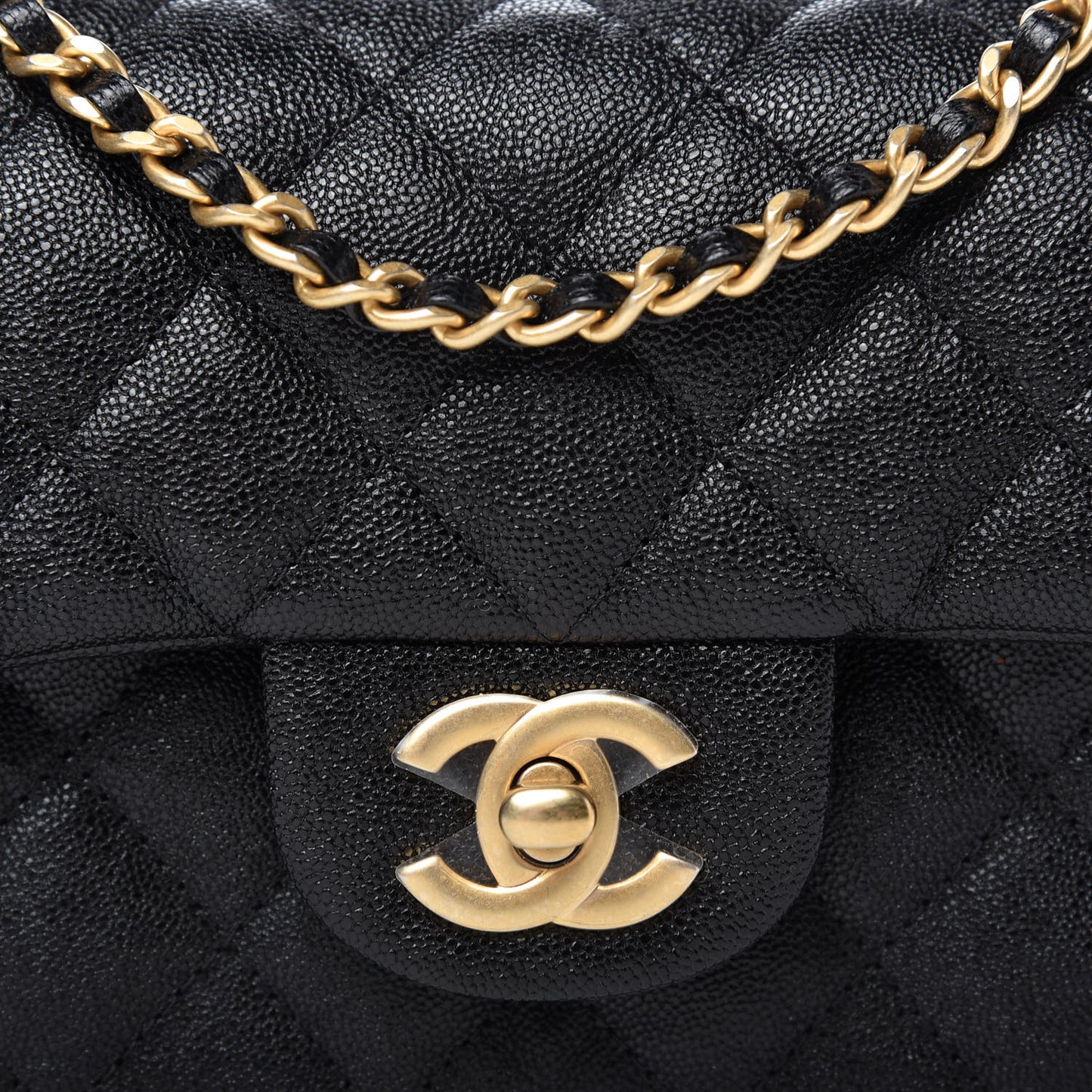 Caviar Quilted Mini Top Handle Rectangular Flap Black