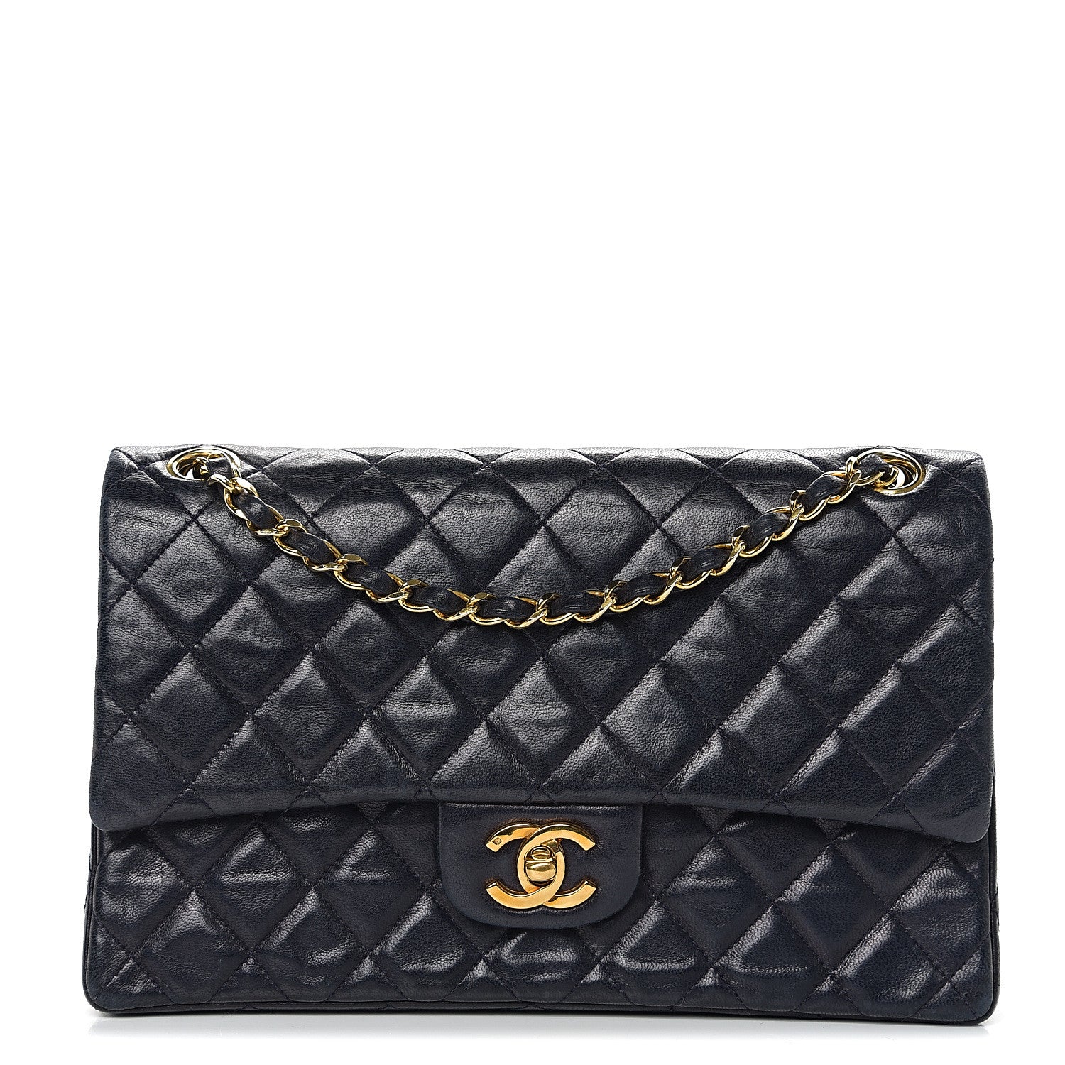 Chanel Lambskin Quilted Medium Double Flap Navy 1 of 11