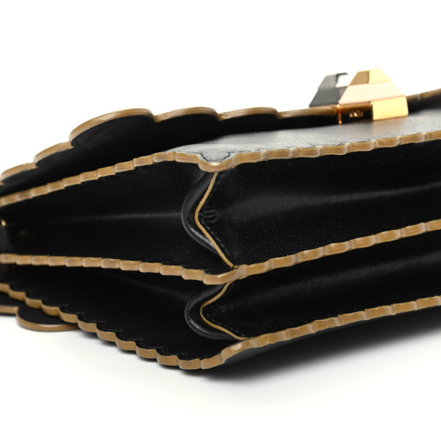 Fendi Vitello Liberty Scalloped Studded Kan I Shoulder Bag Black 6 of 9