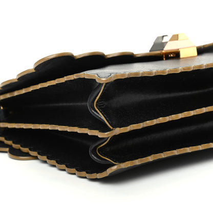 Fendi Vitello Liberty Scalloped Studded Kan I Shoulder Bag Black 6 of 9