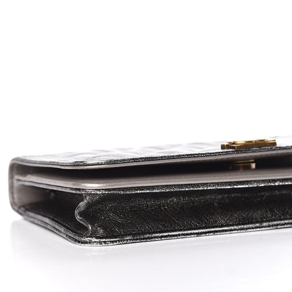Chanel Cracked Metallic Calfskin Quilted Boy Wallet On Chain WOC Dark Silver 5 of 18