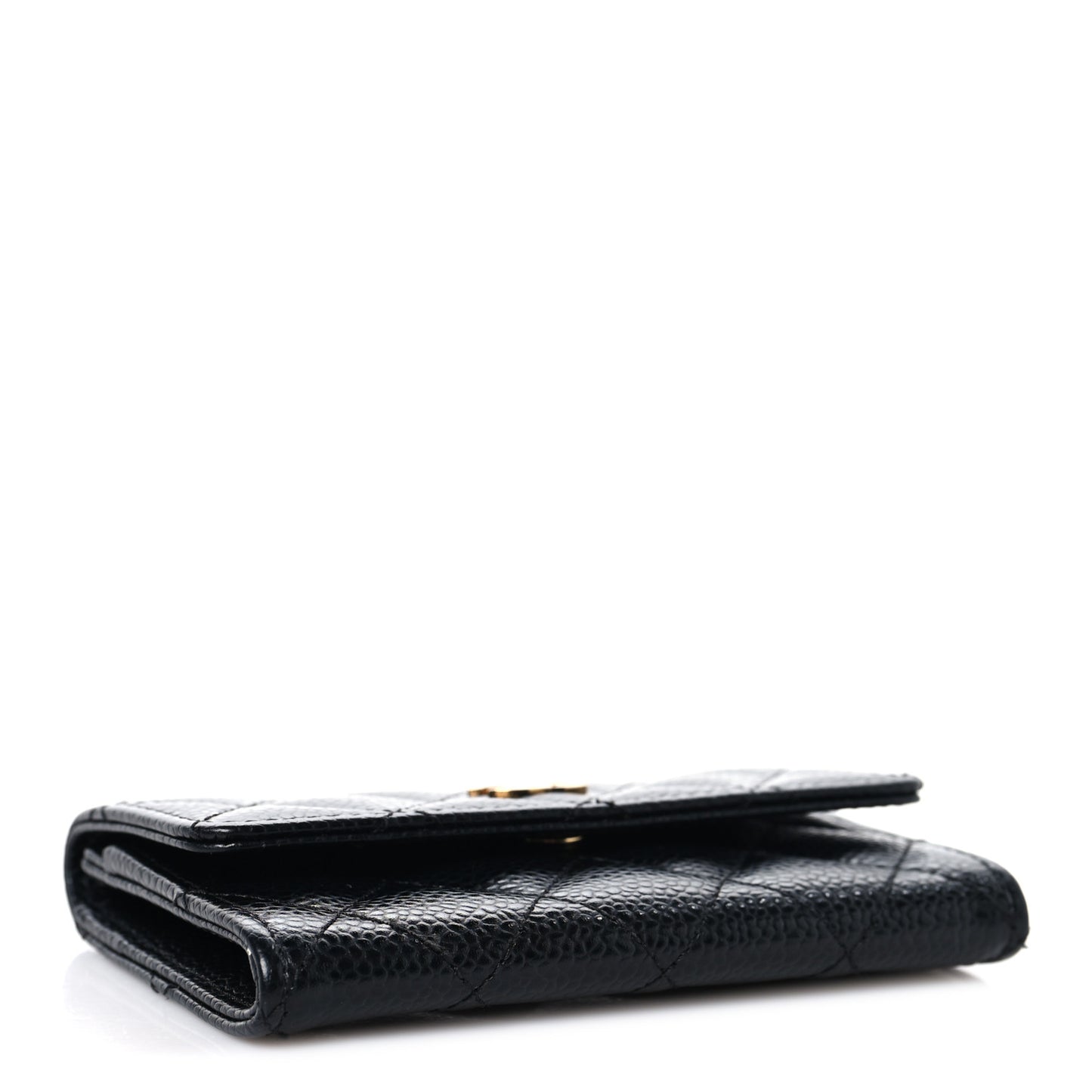 Caviar Quilted Flap Card Holder Black