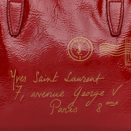 Saint Laurent Textured Patent Mini Y-Mail Tote Red 7 of 9
