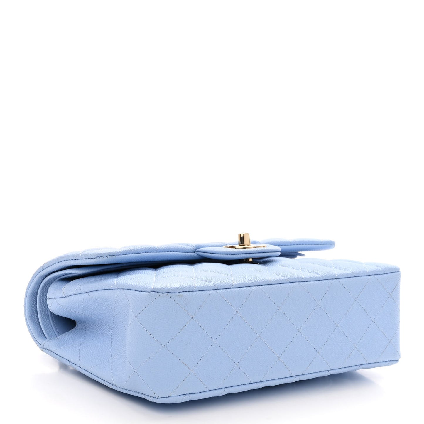 Caviar Quilted Small Double Flap Light Blue