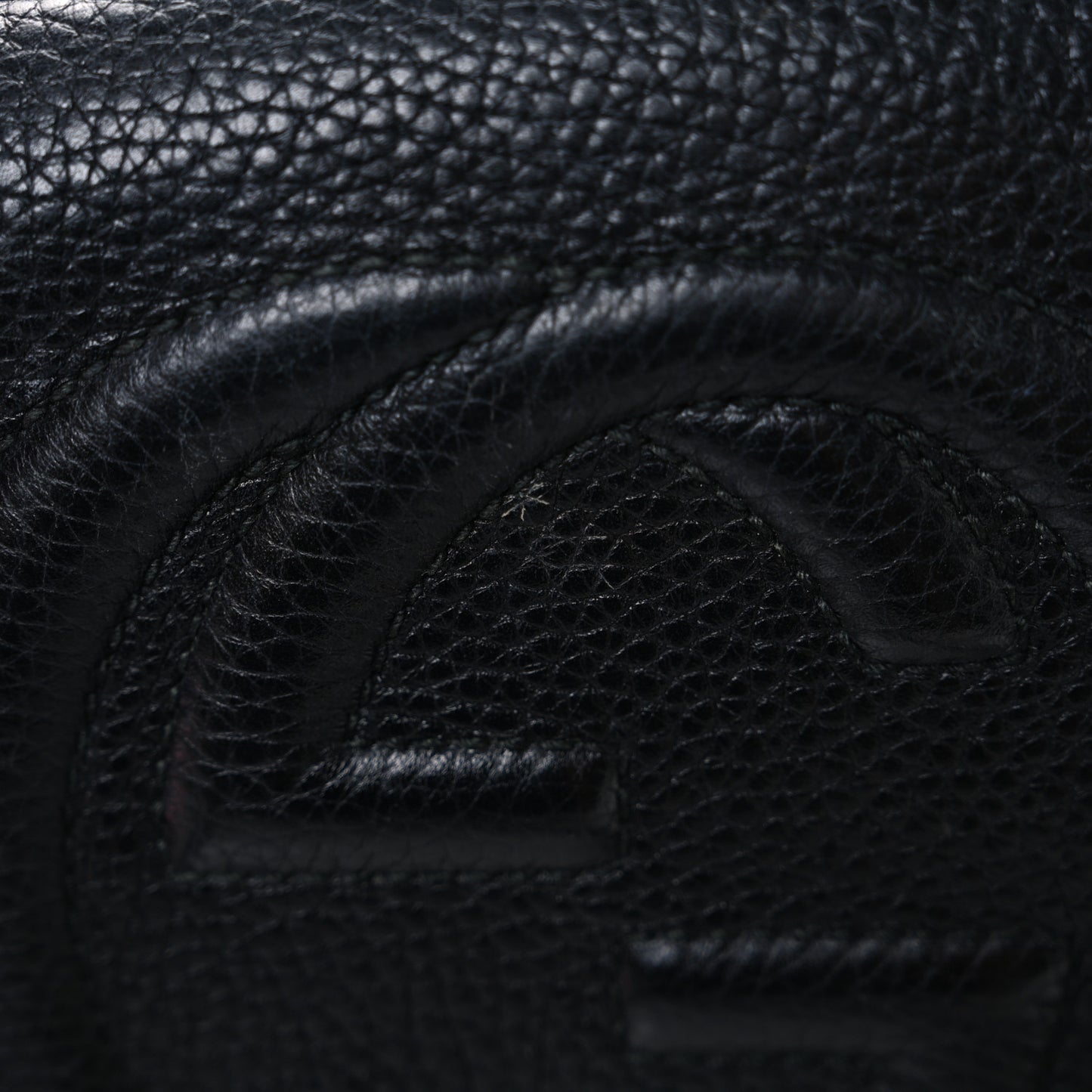 Pebbled Calfskin Small Soho Disco Bag Black