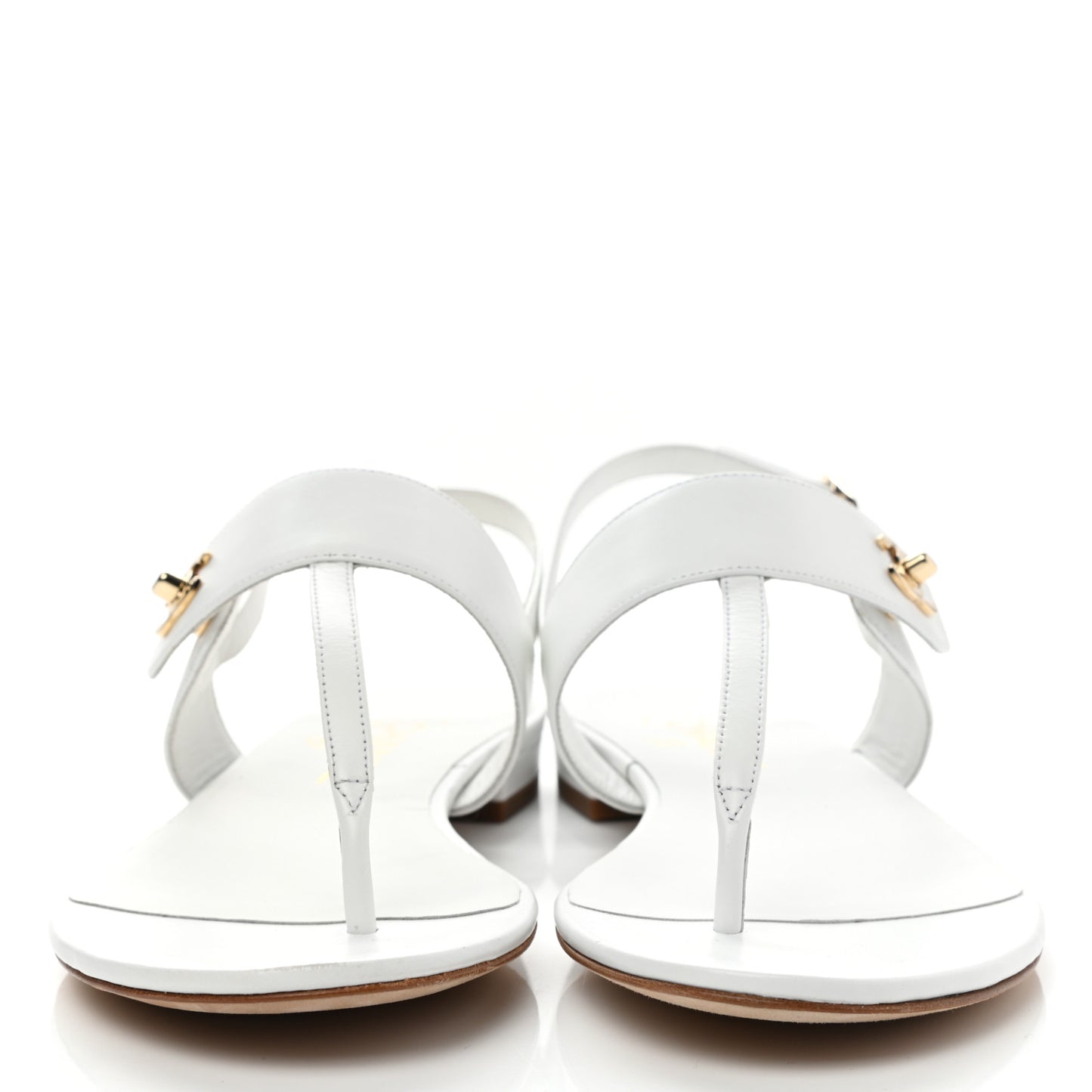 Lambskin CC Thong Sandals 38 White