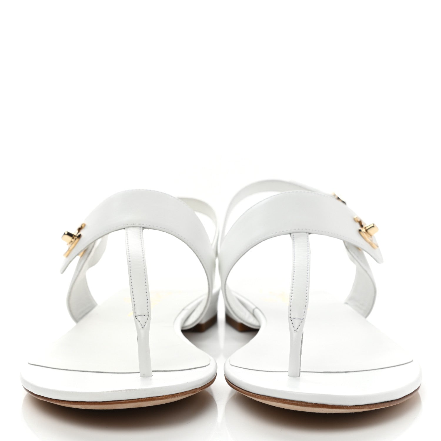 Chanel Lambskin CC Thong Sandals 38 White 2 of 8