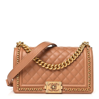 Chanel Caviar Quilted Chain Around Medium Boy Flap Beige 1 of 11