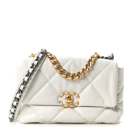 Chanel Lambskin Quilted Medium Chanel 19 Flap White 1 of 10