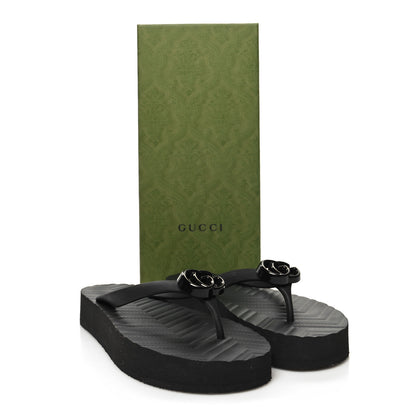 Gucci Rubber Chevron Womens GG Thong Sandals 39 Black 7 of 7